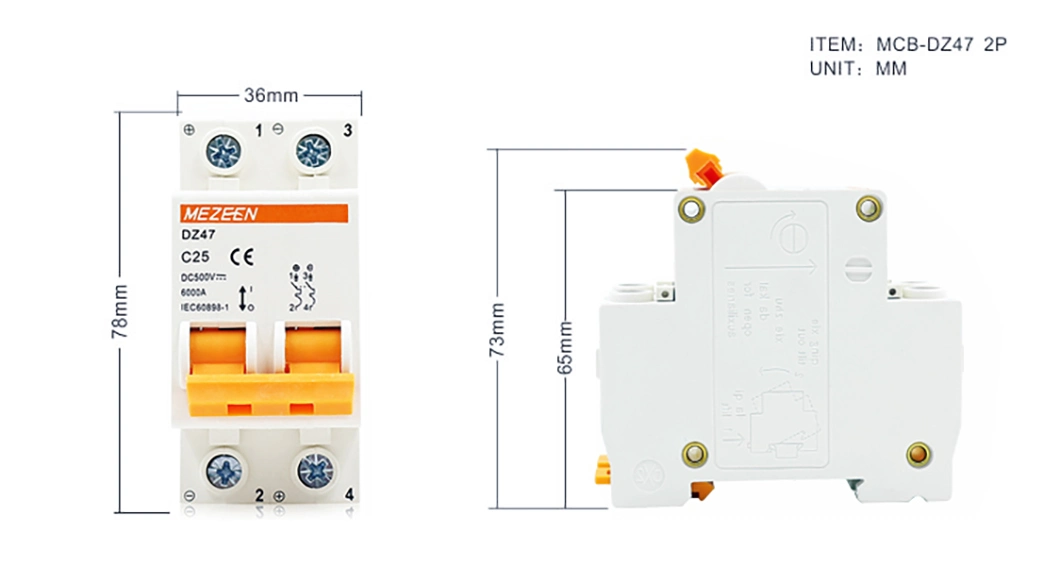 32A/2p DC MCB/Circuit Breakers Manufacturer Color Custom-Made