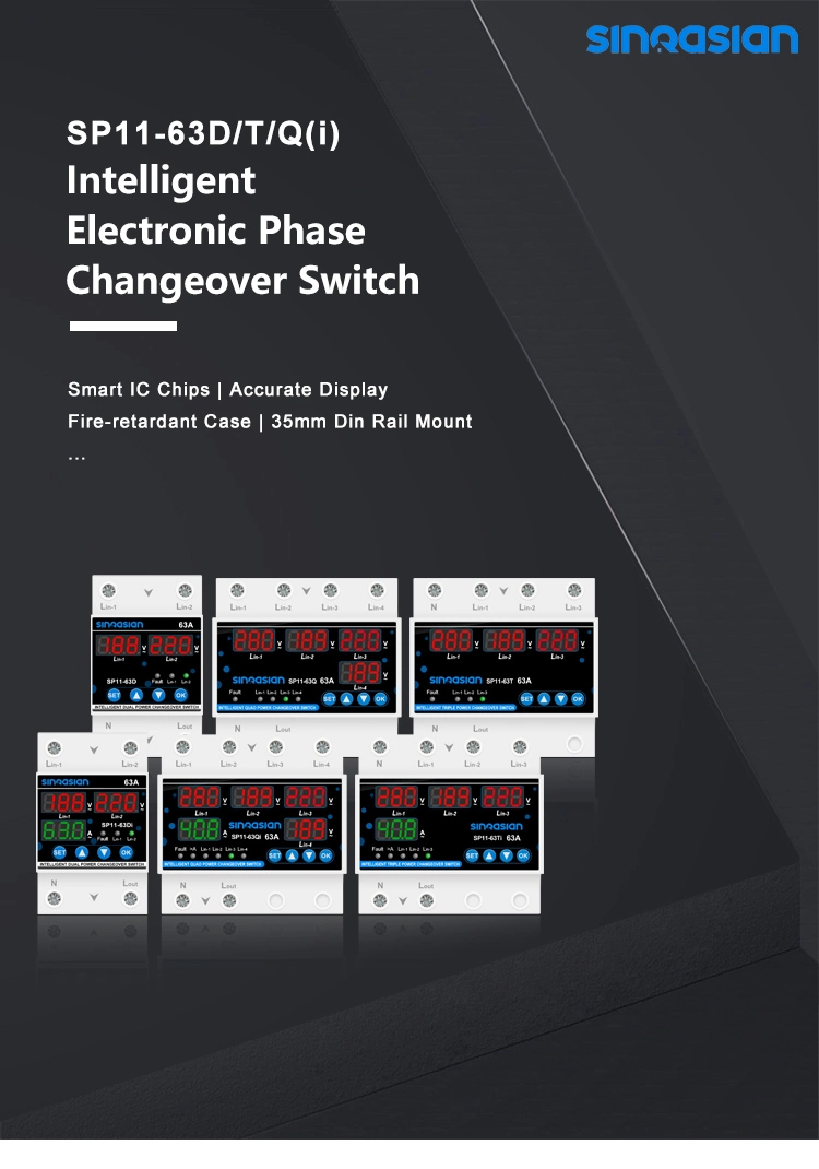 Sinoasian 3 Lines 63A Automatic Electronic Phase Transfer Changeover Switch