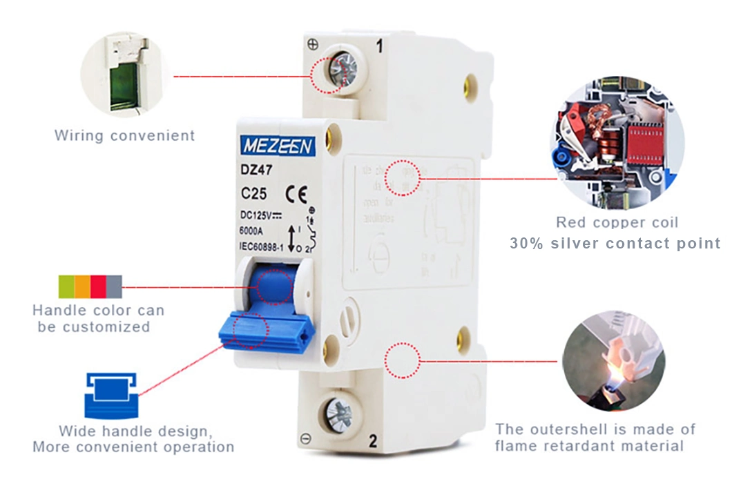 Best Quality DC AC 1pole 125V Mini Circuit Breaker MCB