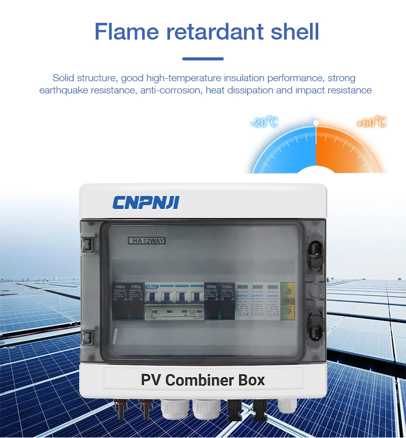 Waterproof PV Combiner Box 6 String 6 Input 1 Output Plastic Solar PV DC 1000V 1500V Combiner Box