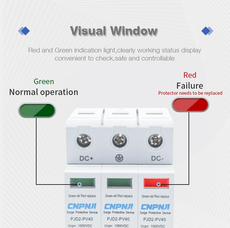 Photovoltaic Surge Protector T2 DC 2p 800V 20ka 40ka Solar Power SPD PV Solar Lightning Arrester