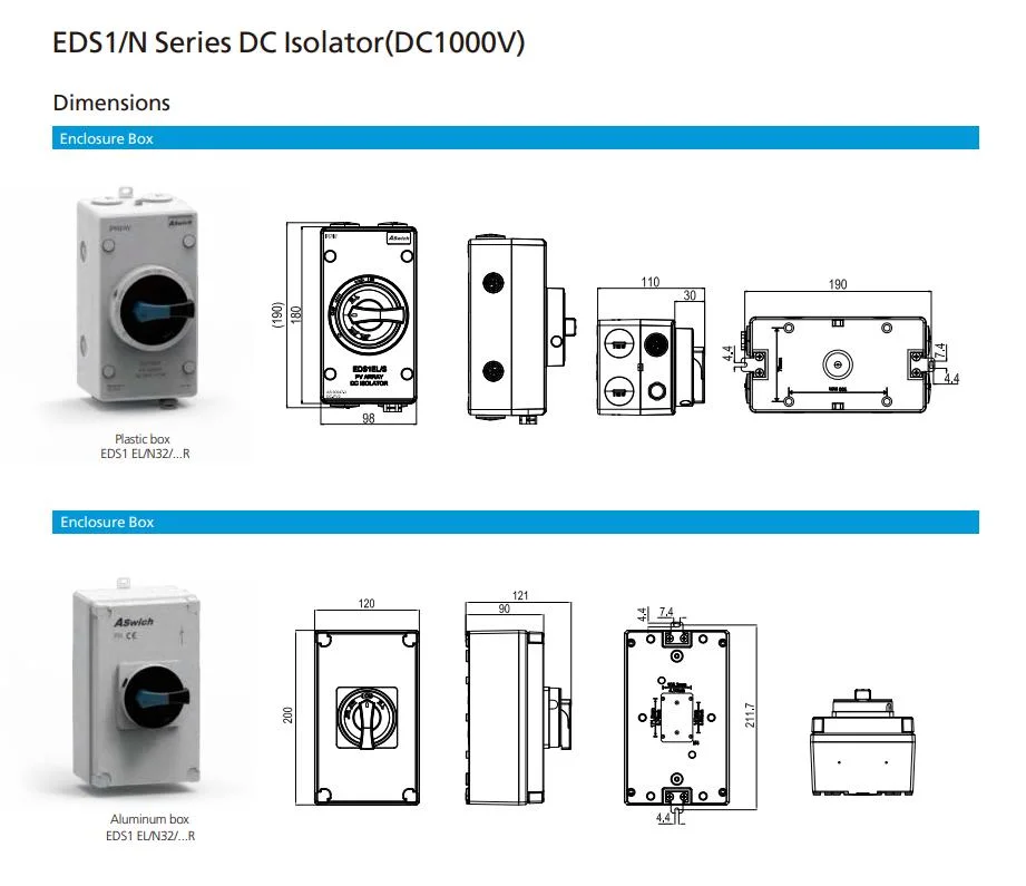 Aswich Top Sales Solar Power System IP66 1000V 1200V 32A PV Isolator with Mc4 DC Isolator Switch Disconnector