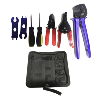 Juego de herramientas solares Kit Bolsa Herramienta de mano Herramienta de prensado Herramienta de corte Pelacables Cortador de alambre Llave inglesa 2.5/4/6mm2 Herramienta de hardware para panel de conector solar Mc4 PV